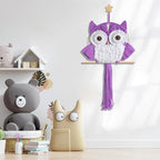 Macrame Owl Wall Hanging Boho Hippy Decor, Handmade Tapestry Fiber Art Wall Decor for Nursery Bedroom Living Room, Sustainable Gift for Owl Lovers & Nature Fans