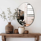Delma Irregular Wall Mirror, 24"x18" Compact Asymmetrical Cloud Shape, Frameless Decorative Mirror for Bathroom, Bedroom & Hallway, Modern Boho Wall-Mounted