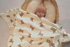 Little Jump Cotton Muslin Swaddle Blankets with Tassel, Boho Bohimia Muslin Baby Blanket Neutral with Fringe, Vintage Teddy Bear Nursery Decor Muslin Throw Blanket 47" x40" (Teddy Bears)