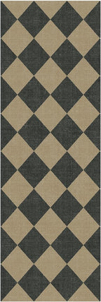 Lessymo Kitchen Runner Rug 2x6, Checkered Jute Rug Washable Non Slip for Entryway Hallway, Farmhouse Diamond Bedside Rugs Indoor Outdoor Carpets for Patio Porch, Black/Beige
