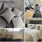 Fancy Homi 4 Packs Neutral Long Lumbar Decorative Throw Pillow Covers 16x24 Inch for Living Room Couch Bed, Boho Home Decor, Soft Striped Corduroy Rectangle Accent Grey Cushion Case 40x60 cm