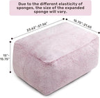 HollyHOME 15"(H) Bean Bag Ottoman Pouf, 6.6LB Memory Foam Filled Footstool for Sofa, Accent Stuffed Footrest Stool with Washable Cover, Single Footrest Stool for Living Room, Bedroom, Purple&Grey