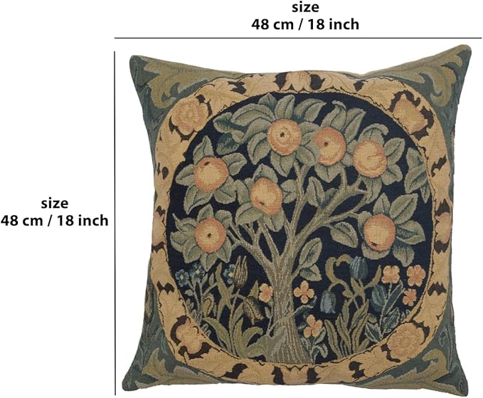 C Charlotte Home Furnishings Inc Orange Tree III European Cushion Cover | Decorative Cushion Case with Cotton Viscose & Polyester | 18x18 Inch Cushion Cover for Living Room Couches and Sofas