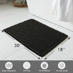 MIULEE Set of 2 Waffle Bathroom Rugs, Boho Bath Rugs Non Slip Washable, Super Absorbent Bath Mats, Ultra Soft Rubber Backed Shower Mats for Bathroom Floor, Tub and Shower, Black, 18x30 Inch