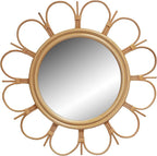 LIVDUCOT 27" Handmade Farmhouse Large Rattan Round Mirror for Entryway, Living Room, Bathroom Hallway