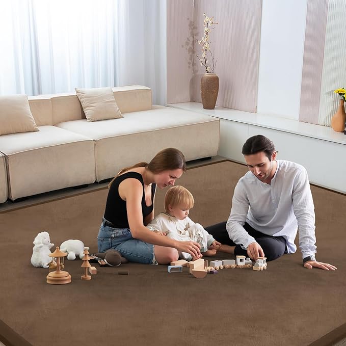 Baby Play Mat for Floor Nursery Rug Muscle Mat Area Rug Playroom Rug 47"x47" Playpen Mat Memory Foam 1.3" Thick Crawling Mat for Babies,Toddlers, Infants, Kids,Chestnut