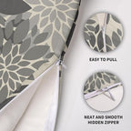 Grey Gray Pillow Covers 22X22 Inch Set of 2, Dahlia Flower Spring Summer Floral Cream Decorative Throw Pillow Covers Outdoor Modern Farmhouse Cushion Case for Home Couch Sofa Bed Decor