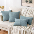 MIULEE Sky Blue Decorative Throw Pillow Covers 16x16 Inch for Couch Bed Sofa Pack of 2 Boho Farmhouse Throw Pillows Soft Cross Corduroy Patchwork Textured Cushion Cases