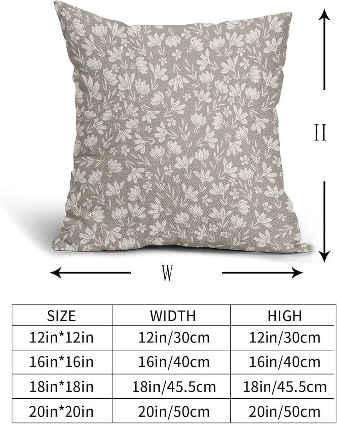 Tan Khaki Floral Pillow Covers 24x24 Set of 2 Vintage Rustic Old Style Cute Small Flower Cream Print Decorative Outdoor Pillowcases Farmhouse Throw Cushion Case Decor for Couch Sofa Bed