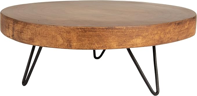 Creative Co-Op Decorative Paulownia Wood Pedestal, Dark Brown
