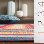 SAFAVIEH Washable Rug Outdoor Braided Collection - 2' x 3', Red & Orange, Handmade & Reversible, Non-Shedding & Easy to Clean, Ideal for Entryway, Patio, Kitchen, Mudroom, Front Door (BRD308Q)