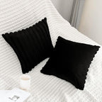 2 Pack 14x14 Pillow Cover Velvet Pillow Covers, Faux Fur Square Throw Pillow Covers for Living Room Decorations Throw Pillow Case, Throw Pillow Cover Cushion Cover for Home Sofa Bedroom Car, Black
