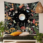 Jhdstore Moon Tapestry for Bedroom Boho Tapetry Wall Hanging Botanical Plant Wall Tapestries Small 36x48 Inch