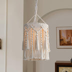 Bioaqua Boho Lamp Shade,Boho Hanging Lamp Handmade Macrame Lamp Shade Plug in Pendant Light,Bohemian Hanging Lights with Plug in Cord Light Fixtures for Boho Bedroom Decor Living Room (Type 3)