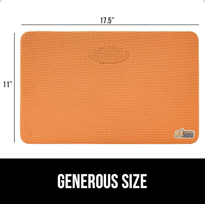 GORILLA GRIP Extra Thick Patent Pending Supportive Foam Kneeling Pad, Large Cushion Knee Pads for Gardening, Baby Bath Time, Dirt and Water Resistant, Workout and Garden Supplies, 17.5x11, Orange