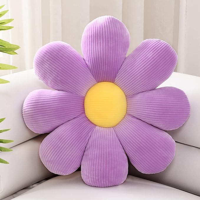 Sioloc Flowers Pillow,Flower Shaped Throw Pillow Butt Cushion Floor Pillow,Seating Cushion,Cute Room Decor & Plush Pillow for Bedroom Sofa Chair(Lavender,15.7'')