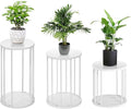 Plant Stand Indoor,small plant stool,Flower Pot Corner stand holder,Mid Century Heavy Duty Metal Tall Home Decor,Modern Round End Table,Small Rustic Display Stand for Living Room,Bedroom (White,3 Packs)