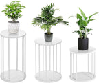 Plant Stand Indoor,small plant stool,Flower Pot Corner stand holder,Mid Century Heavy Duty Metal Tall Home Decor,Modern Round End Table,Small Rustic Display Stand for Living Room,Bedroom (White,3 Packs)