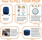 Asuprui 20x14 Inch Unstuffed Ottoman Pouf Cover – Lightweight Foot Rest, Floor Bean Bag Chair, Storage Pouf for Living Room, Bedroom & Balcony (Filler Not Included) (Navy Blue)