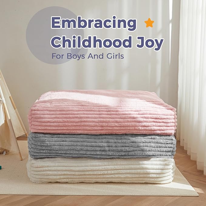 MAXYOYO Kids Bean Bag Chair Bed, Convertible Children Chair to Floor Mattress with Filler, Faux Fur Bean Bag Bed Stuffed Child Sofa Couch for Girl Boy Sleeping, Machine Washable Cover, Grey