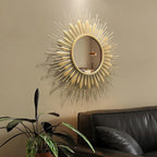24" Sunburst Gold Wall Mirror Flower Design,Luxury Decorative Mirrors for Wall Decor Entryway/Dining Room/Kitchen