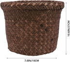 Yardwe Small Seagrass Storage Basket Woven Planter for Indoor Outdoor Use Decorative Wicker Plant Pot Container for Home Organization and Flower Display 5.90X4.72X4.72 Inch