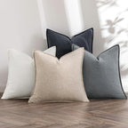 MIULEE Neutral Cream/Gray Linen Pillow Covers Pack of 4 Decorative Natural Solid Throw Pillow Covers Soft Accent Boho Farmhouse Couch Pillowcases Modern Home Decors for Living Room Bed Sofa 20x20 Inch
