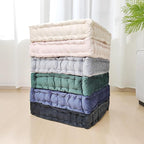 Square Floor Pillows, Large Floor Cushion for Adults Kids, Meditation Floor Pillow Seating Cushion with Shredded Memory Foam and Silk Wadding, 20"x20"x5" (Dark Green, 2 Pack)