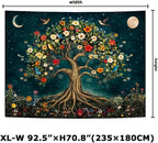 Amtoodopin Tree of Life Tapestry Mystic Boho Flowers Tapestry Vintage Aesthetic Tree Wall Tapestries Retro Nature Floral Plants Tapestries Wall Hanging for Bedroom