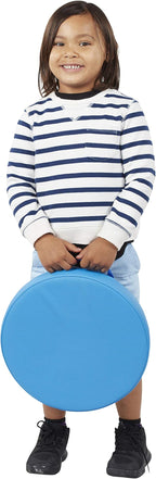 Factory Direct Partners SoftScape 15 inch Round Classroom Floor Cushions with Handles Flexible Seating for Daycare, Preschool, Playroom 2 inch Thick Deluxe Foam (6-Piece) - Navy/Powder Blue