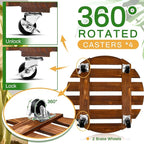 Taiyin 2 Pack 16 Inch Wooden Plant Stand with Lockable Wheels 220 Lbs Heavy Duty Plant Roller with Casters for Outdoor Indoor