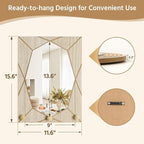 Mirror Wall Decor for Living Room Bedroom, Cottage Octagon Decorative Mirror Art for Modern Rustic Boho House, Geometric Hanging Wall Art Accent Above TV Desk Bed Table Decor, 15.6x11.6