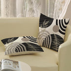 Boho Black Pillow Covers 18x18 Set of 2 Gold Leaf Tropical Mid Century Throw Pillows Outdoor Bohemian Abstract Modern Decorative Pillow Cases Farmhouse Linen Cushion Case for Couch Sofa Decor