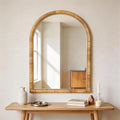 Rattan Wall Mirror, 36 x 24 - Boho Style for Bedroom, Bathroom, Living Room & Entryway (Natural Rattan Frame)