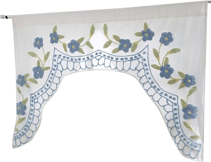 Better Trends Bloomfield Collection is Super Soft and Light Weight in Floral Design 100% Cotton Tufted Unique Luxurious Machine Washable Tumble Dry, Valance, Blue