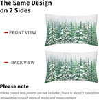 Kawani Green Pine Tree Lumbar Pillow Covers 12X20 Inch Winter Forest Snowflake Decorative Pillow Cases Set of 2 Christmas Holiday Throw Pillows for Cushion Sofa Couch Outdoor