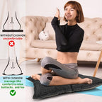 SINSOSSO Large Floor Pillow 22", Thickened Bite-Size Memory Foam Square Non-Slip Cushion for Office Back Support/Indoor Yoga/Chair Seat, Fashionable Color-Blocked Fabric & Washable, White-Gray, 1 PCS