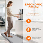 Kitchen Mats, 2PCS Kitchen Rugs for Floor, Cushioned Anti-Fatigue Mats for Kitchen Floor, Non-Slip Standing Desk Mat for Sink, Home, Laundry & Office, 17.3"x30"+17.3"x47" (Grey)