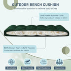 downluxe Outdoor Bench Cushion for Patio Furniture, Water Resistant Tufted Overstuffed Porch Swing Cushions, Thick Outdoor Loveseat Cushions, 44" X 19" X 5", Forest Green, Set of 1