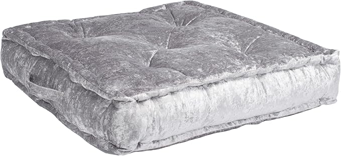 SAFAVIEH Home Collection Belia Silver 18-inch Square Tufted Floor Pillow with Insert