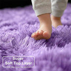 Amdrebio Purple Round Rugs 4Ft for Girls Bedroom Decor Aesthetic, Fluffy Fuzzy Circle Area Rugs for Kids Room, Soft Cute Furry Plush Shaggy Throw Lavender Carpet for Living Room, Baby Nursery, Dorm