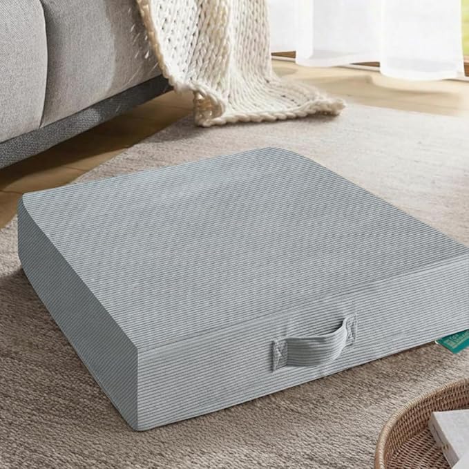 16 inches Meditation Floor Pillow Square Large Floor Cushions for Adults, Thick Memory Foam Seat Cushions for Yoga, Living Room, Sofa, Tatami, Bay Window Gray