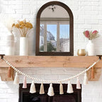 LOSOUR Arched Mirror, Farmhouse Decor Solid Wood Frame Wall Mirror, Bathroom Mirrors, Large Vintage Mirror for Bathroom, Living Room,Bedroom, Entryway, Hallway,Foyer (Coffee, 36" L x 24" W)