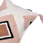 Pink Bohemain Decorative Lumbar Throw Pillow Covers 12x20 Inch - Geometric Moroccan Tufted Cushion Covers with Tassels | Boho Decor for Bed Living Room | Dusty Rose & Cream Textured (Set of 1 B)