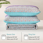 Xruibed Bohemian Quilt Set King,Purple Teal Boho Quilt Coverlet 3PCs Soft Microfiber Lightweight Bedspread with 2 Pillowcases for All Season (King Size 90"x104")