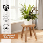 11.8" H Round Solid Wooden Stool Wood Plant Stand Woden Decorative Stool Garden Stool Portable Stand for Kitchen Bathroom Living Room Bedroom
