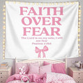 LIANGW Coquette Pink Bow Christian Tapestry Aesthetic, Coquette Preppy Room Decor for Teen Girls & Women, Wall Tapestry for Bedroom, Cute Bible Verses Tapestries Wall Hanging 50x60 inche