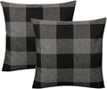 VAKADO Black and Grey Farmhouse Rustic Buffalo Plaid Decorative Throw Pillow Covers Retro Check Home Decor Cushion Cases for Couch Bed Sofa 24x24 Set of 2, Black and Gray