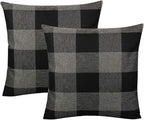 VAKADO 20x20 Inch Black Grey/Gray Farmhouse Buffalo Plaid Throw Pillow Covers Retro Rustic Checkers Decorative Cushion Cases Home Decor for Couch Bed Sofa Set of 2