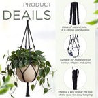 EBOOT 2 Pack 48 Inch Large Macrame Plant Hanger Rope to Hang Flower Pot Plant Holder for Indoor Outdoor Decorations, 4 Legs (Black)
